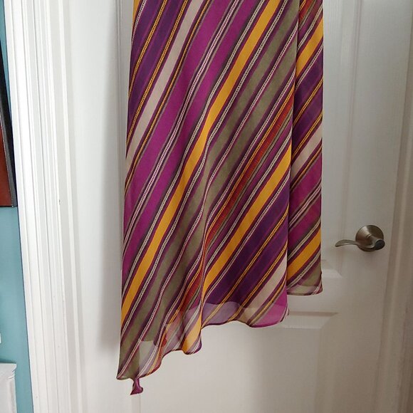 Lauren Ralph Lauren Striped Georgette One-Shoulder Dress Asymmetric 18 - Picture 10 of 13